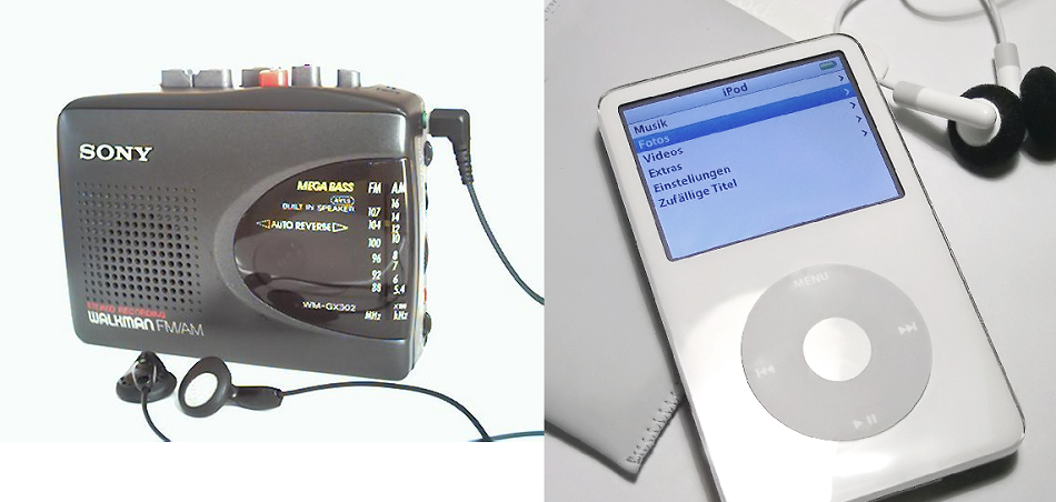 walkman Ipod affiancati